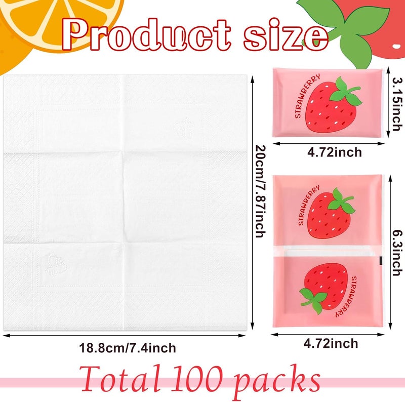PerKoop 100 Pack Pocket Tissues Travel Slim Packs Small Facial Tissues Wallet Size Toilet Paper for Travel Guest Wedding Supplies, 4 Styles(Fruits) - Image 2